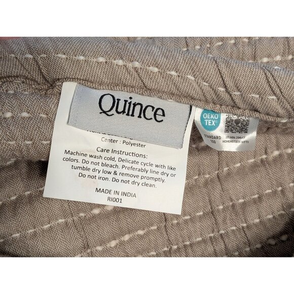 QUINCE 100% Organic Cotton Channel Stitch Sham 2PC Set Color Taupe King -NEW - Picture 3 of 6